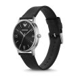 Emporio Armani Men s Three-Hand Black Leather Watch AR11013 Online now