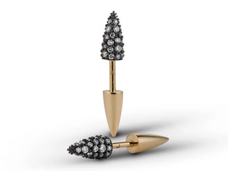 Spike, 18K Yellow Gold + Diamond Earrings For Sale