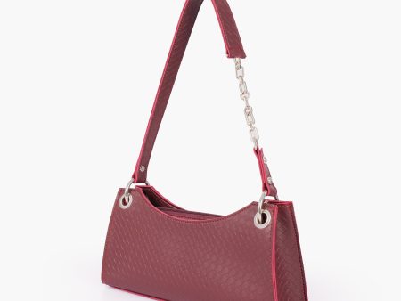 Envy Hold - Burgundy weaved elongated chain handle purse Online Hot Sale