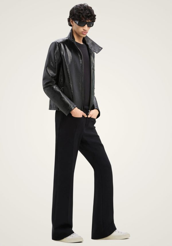 Zipped Vinyl Biker Jacket on Sale