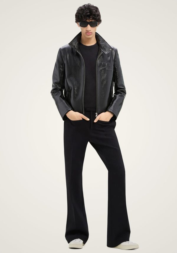 Zipped Vinyl Biker Jacket on Sale