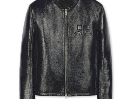 Zipped Vinyl Biker Jacket on Sale