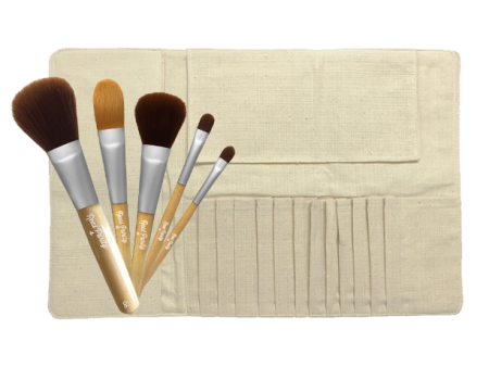 Makeup Brush Kit (Roll-up Bag and 5 Brushes) Online