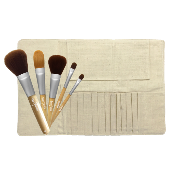 Makeup Brush Kit (Roll-up Bag and 5 Brushes) Online