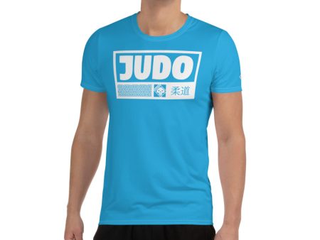 Classic Men s Judo Rash Guard - Short Sleeve Martial Arts Gear - Cyan Hot on Sale