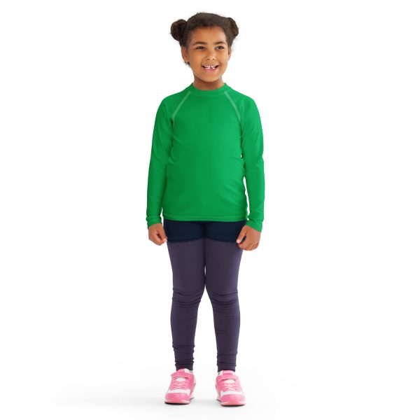 Active Allure: Girls  Solid Color Long Sleeve Rash Guards - Jade Sale