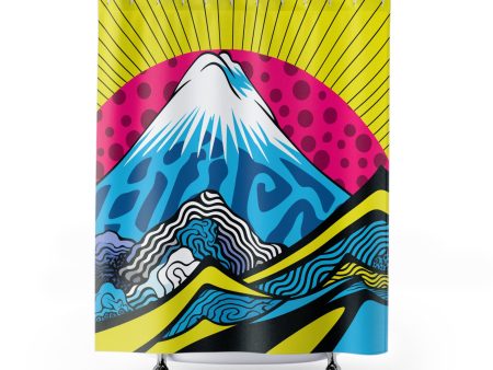 Transform Your Bathroom with Mt Fuji Pop Art Shower Curtain - Vibrant and Stylish 001 Online Sale