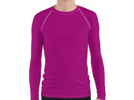 Casual Chic: Men s Solid Color Long Sleeve Rash Guard - Vivid Purple Online Sale