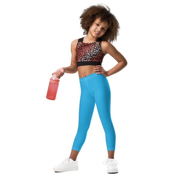 Active Days, Bright Ways: Solid Workout Leggings for Girls - Cyan For Sale