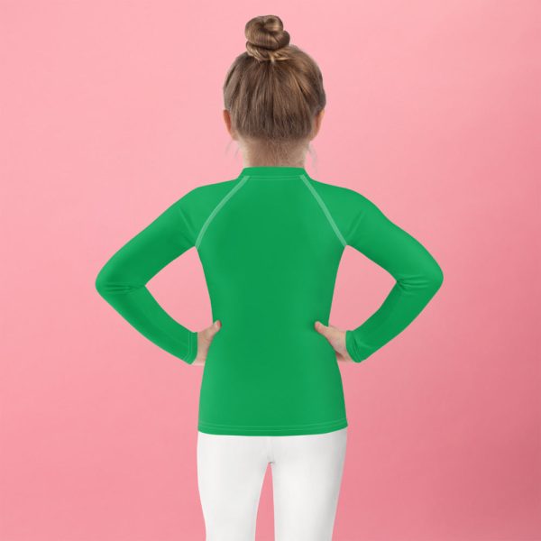 Active Allure: Girls  Solid Color Long Sleeve Rash Guards - Jade Sale