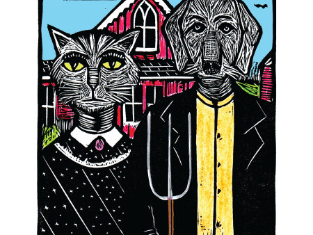 American Gothic   Catmerican Dogthic (8.5 x 11 ) color print Supply