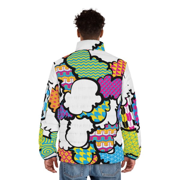 Men s CMYK Graffiti Clouds Puffer Jacket 001 For Cheap