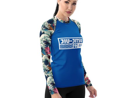 Womens Long Sleeve BJJ Rash Guard - Jiu-Jitsu 024 - The Great Wave Off Kanagawa 001 Sale