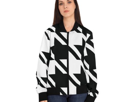 Houndstooth Glam: Women s Urban Bomber Jacket Cheap