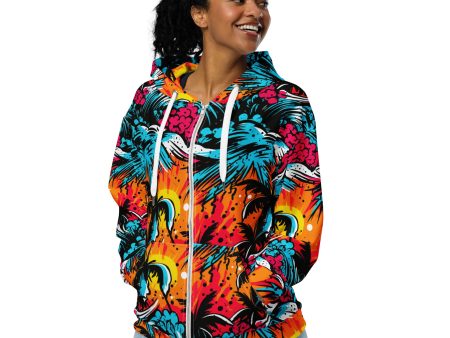 Womens Zip Hoodie - Tropical Adventure 001 on Sale