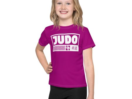 Adventurous Spirit: Girl s Short Sleeve Judo Rash Guard - Fresh Eggplant Hot on Sale