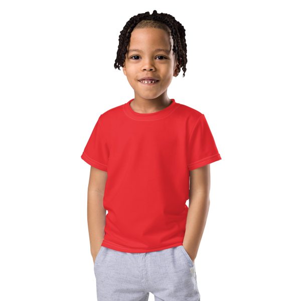 Active Boys  Essential: Short Sleeve Solid Color Rash Guard - Scarlet For Discount