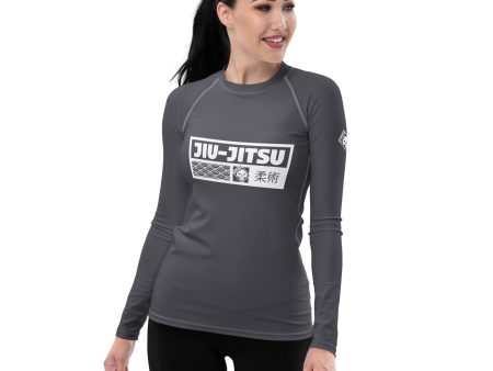 Womens Long Sleeve BJJ Rash Guard - Jiu-Jitsu 027 - Charcoal on Sale