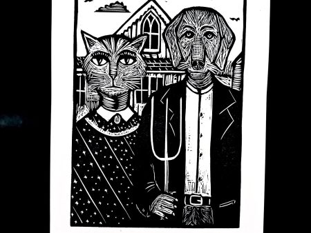 American Gothic   Catmerican Dogthic - Cat & Dog Couple For Discount