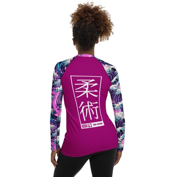 Womens Long Sleeve BJJ Rash Guard - Jiu-Jitsu 023 - Purple Wave 002 Online Hot Sale