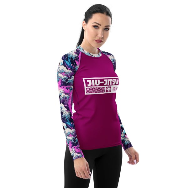 Womens Long Sleeve BJJ Rash Guard - Jiu-Jitsu 023 - Purple Wave 002 Online Hot Sale