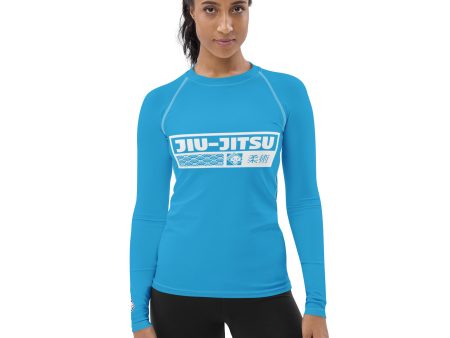 Womens Long Sleeve BJJ Rash Guard - Jiu-Jitsu 005 - Cyan Fashion