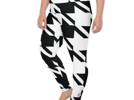 Womens Plus Size High Waist Houndstooth Yoga Pants Leggings 001 Cheap