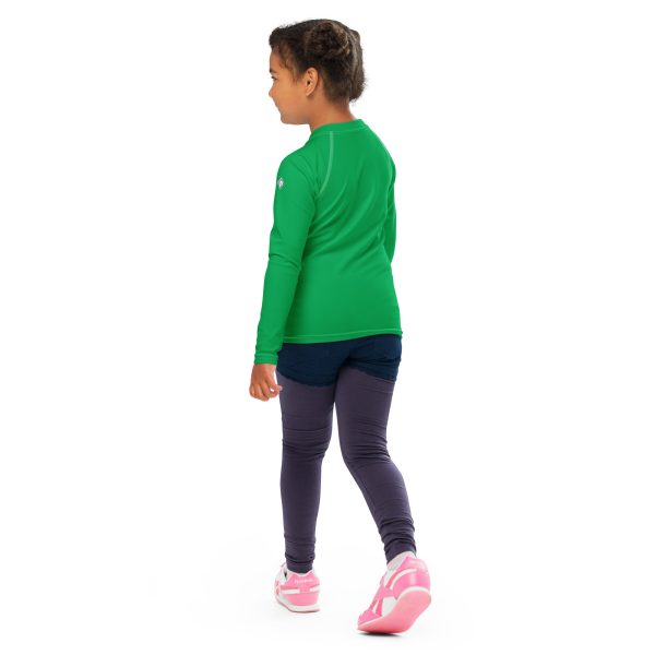 Active Allure: Girls  Solid Color Long Sleeve Rash Guards - Jade Sale