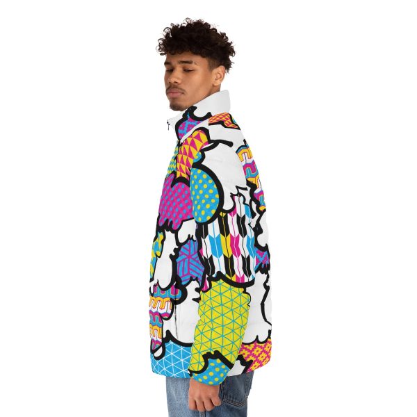 Men s CMYK Graffiti Clouds Puffer Jacket 001 For Cheap