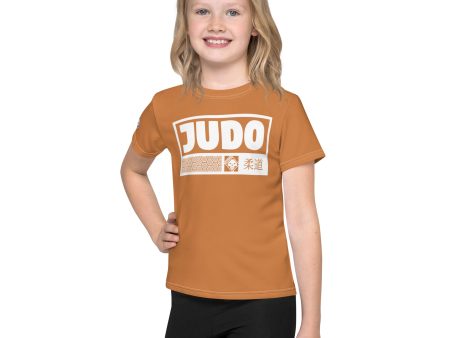 Beach Day Favorite: Girl s Short Sleeve Judo Rash Guard - Raw Sienna For Cheap