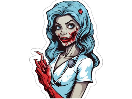 Spooky Halloween Zombie Nurse Stickers - Perfect for Haunted Fun on Sale