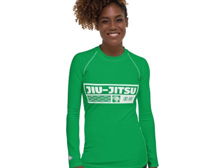 Womens Long Sleeve BJJ Rash Guard - Jiu-Jitsu 009 - Jade For Cheap