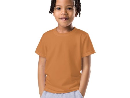 Beach Day Ready: Boys  Short Sleeve Solid Color Rash Guard - Raw Sienna Hot on Sale