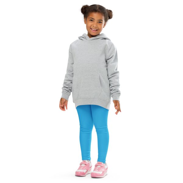 Active Days, Bright Ways: Solid Workout Leggings for Girls - Cyan For Sale