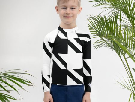 Boy s Long Sleeve BJJ Rash Guard - Houndstooth 001 For Cheap