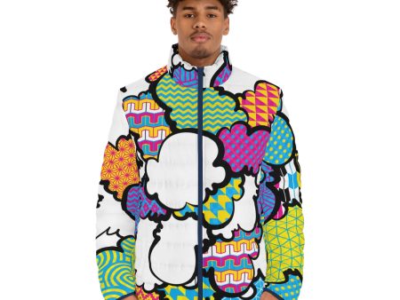 Men s CMYK Graffiti Clouds Puffer Jacket 001 For Cheap