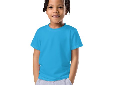 Adventure-Ready Gear: Boys  Short Sleeve Solid Color Rash Guard - Cyan For Sale