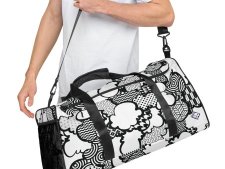 Black and White Graffiti Clouds Sports Duffle Bag - Perfect for Gym and Travel For Cheap