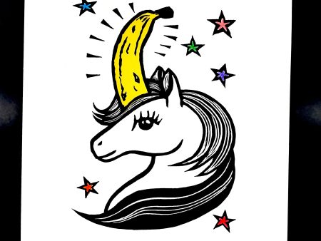 Bananicorn with Rainbow Stars - Screen Print Fashion