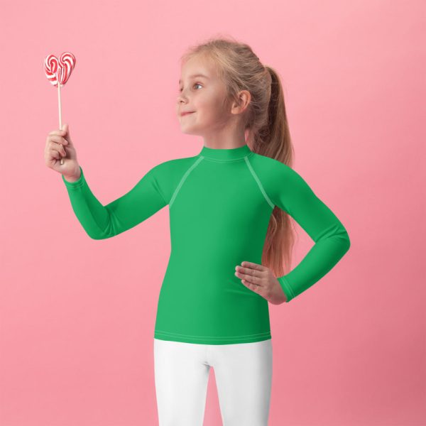 Active Allure: Girls  Solid Color Long Sleeve Rash Guards - Jade Sale