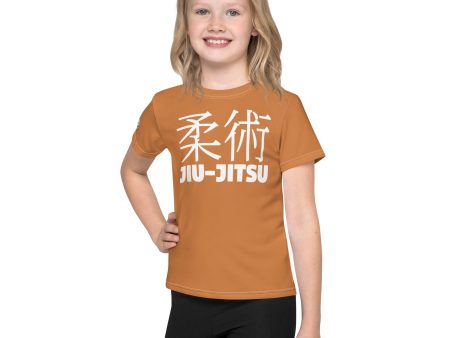 Active Lifestyle Wear: Girl s Short Sleeve Classic Jiu-Jitsu Rash Guard - Raw Sienna on Sale