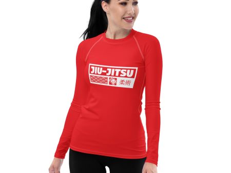 Womens Long Sleeve BJJ Rash Guard - Jiu-Jitsu 001 - Scarlet For Cheap