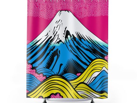 Stunning Mt Fuji Pop Art Shower Curtain - Enhance Your Bathroom Décor 002 For Sale