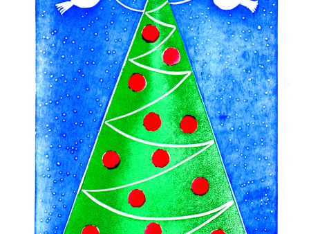 Christmas Tree and Two Doves (8.5 x 11 ) color print Online Sale