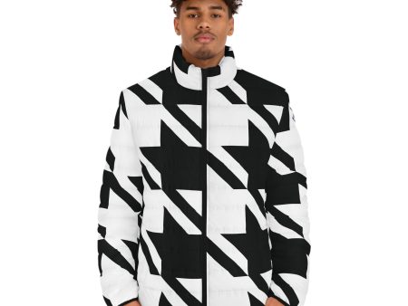 Classic Houndstooth Puffer: Men s Stylish Winter Coat Online Sale