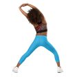 Active Days, Bright Ways: Solid Workout Leggings for Girls - Cyan For Sale