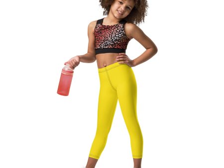 Active Days, Vibrant Ways: Girls  Solid Workout Leggings - Golden Sun Cheap