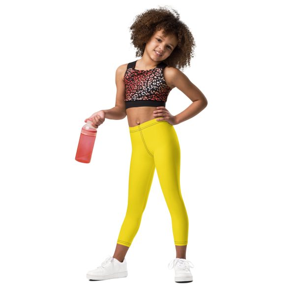 Active Days, Vibrant Ways: Girls  Solid Workout Leggings - Golden Sun Cheap