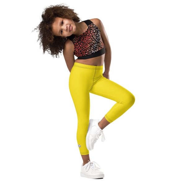 Active Days, Vibrant Ways: Girls  Solid Workout Leggings - Golden Sun Cheap