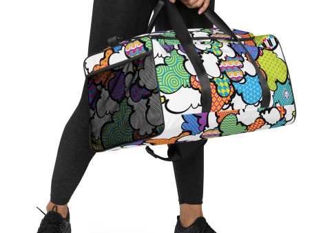 Eye-Catching CMYK Graffiti Clouds Sports Duffle Bag for Gym and Travel Hot on Sale